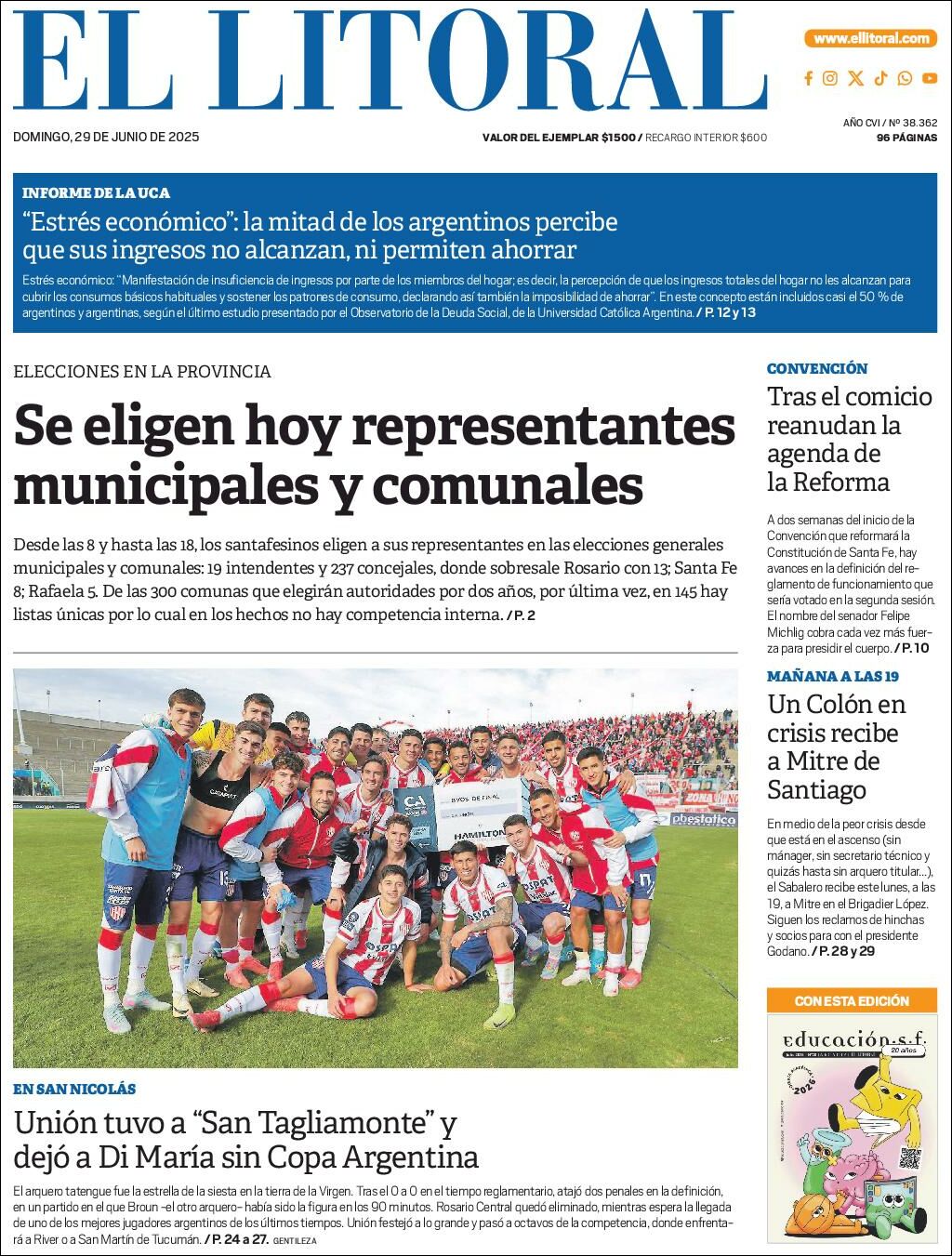 Media Panel - Developments and Systems | LOS 90´S - Tapa del diario El Litoral
