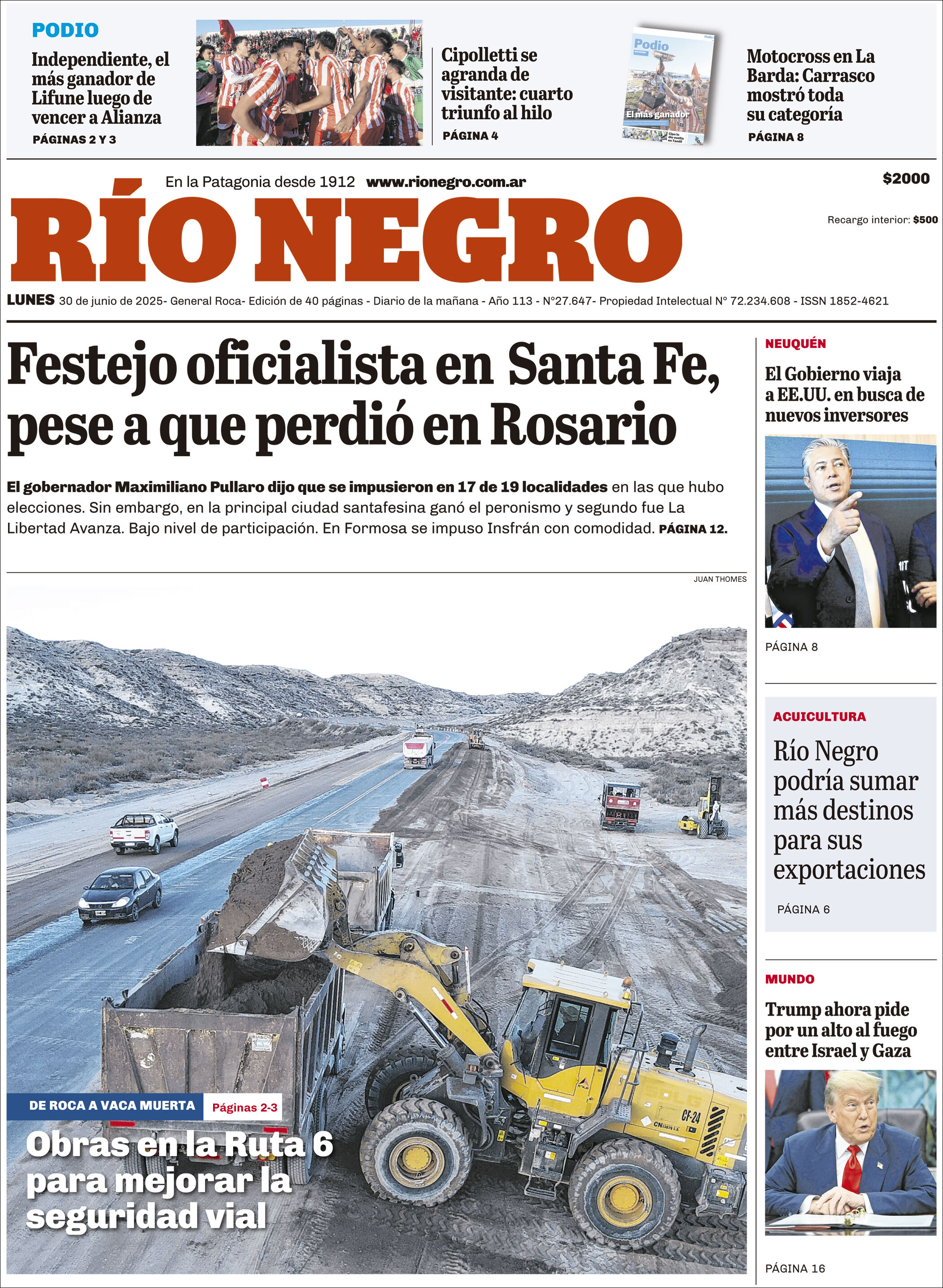 Media Panel - Developments and Systems | LOS 90´S - Tapa del diario Río Negro