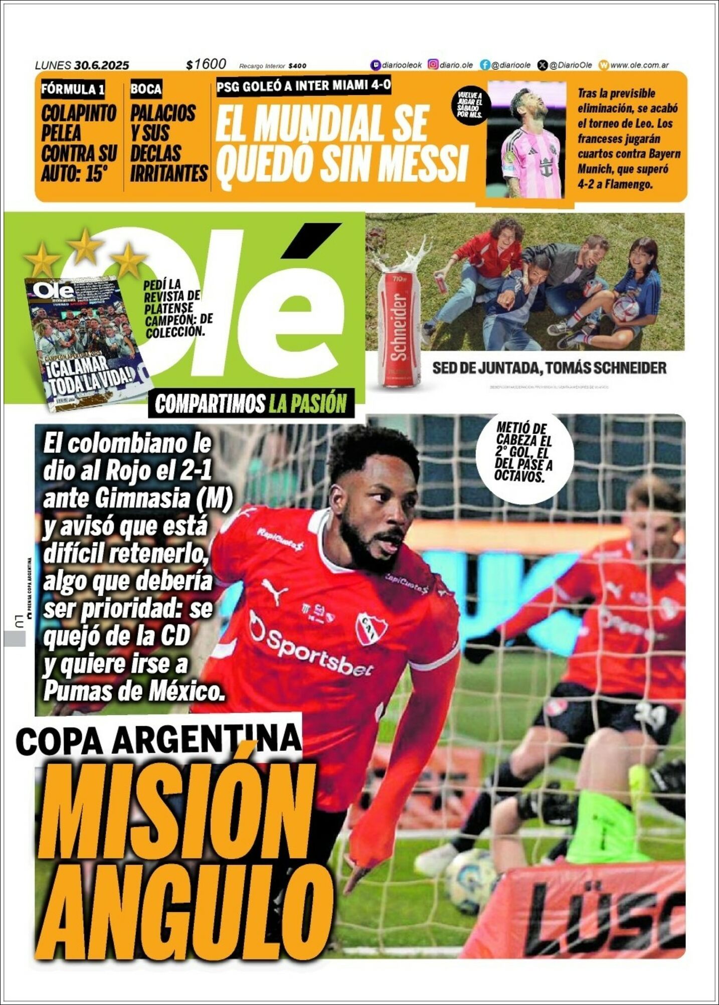 Media Panel - Developments and Systems | LOS 90´S - Tapa del diario Olé